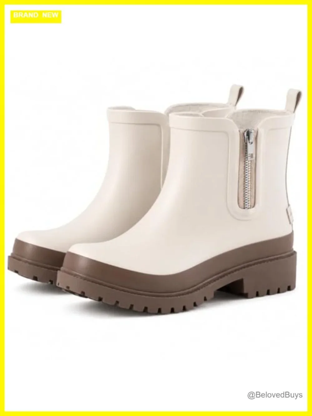 Waterproof Chelsea Rain Boots - Non Slip Rubber Ankle Boots with Comfort Insole